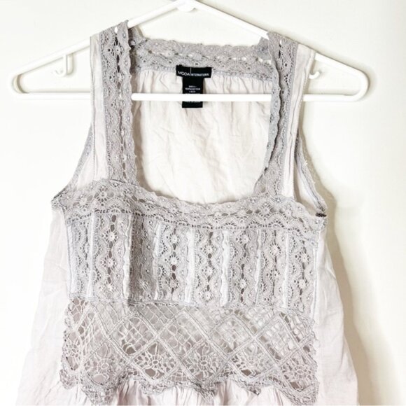 Victoria's Secret Moda Babydoll Blouse Tank Top Gray Lace Size XS - Picture 3 of 11